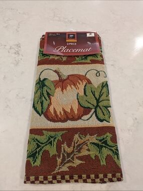 2-Piece Pumpkin Placemat Set - Autumn Colors And 2 - Pieces Gest Towels